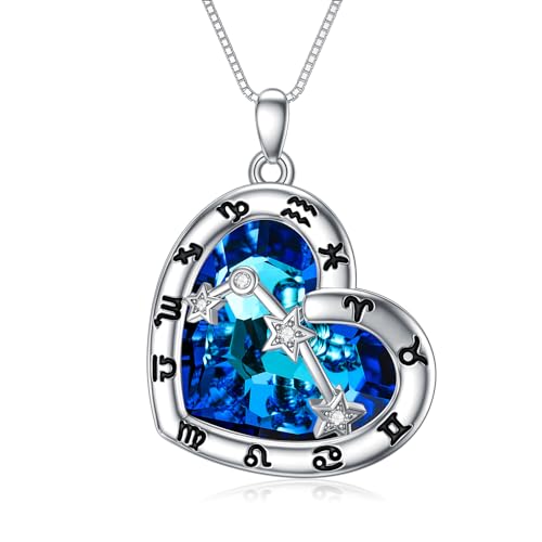 enjoylifecreative Damen Widder Sternzeichen Halskette 925er Sterling Silber Aries Sternbilder Stern Kristall Anhänger Kette Horoskop Astrologie Geburtstag Schmuck Geschenke für Frauen Mädchen von enjoylifecreative