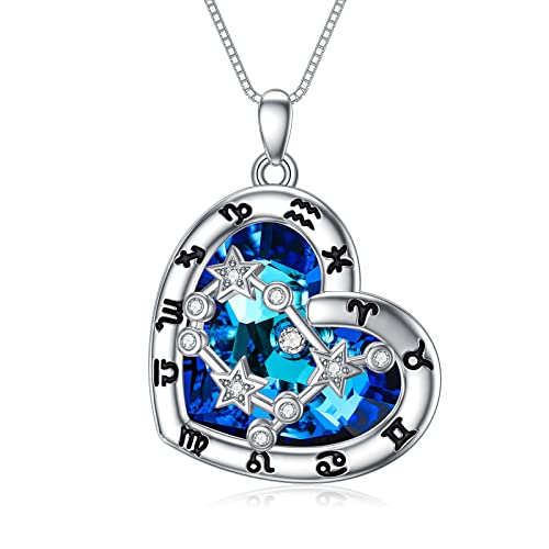 enjoylifecreative Damen Zwillinge Sternzeichen Halskette Sterlingsilber Gemini Sternbilder Stern Kristall Anhänger Kette Horoskop Astrologie Geburtstag Schmuck Geschenke für Frauen Mädchen von enjoylifecreative