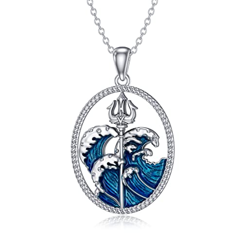 enjoylifecreative Dreizack Halskette für Männer Frauen Sterling Silber Poseidon Welle Halskette Antikes Griechenland Amulett Schmuck Geburtstag Weihnachtsgeschenke von enjoylifecreative