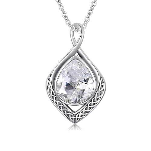 enjoylifecreative Keltischer Knoten Halskette für Damen 925 Sterling Silber Unendlichkeitszeichen April Geburtsstein Anhänger Kette Keltischer Schmuck Geschenk für Frauen Mädchen enjoylifecreative Keltischer Knoten Halskette für Damen 925 Sterling Silber Unendlichkeitszeichen April Geburtsstein Anhänger Kette Keltischer Schmuck Geschenk für Frauen Mädchen von enjoylifecreative