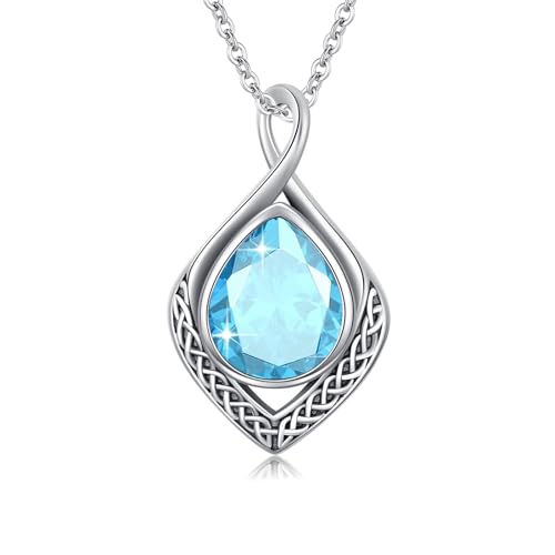 enjoylifecreative Keltischer Knoten Halskette für Damen 925 Sterling Silber Unendlichkeitszeichen Marsch Geburtsstein Anhänger Kette Keltischer Schmuck Geschenk für Frauen Mädchen enjoylifecreative Keltischer Knoten Halskette für Damen 925 Sterling Silber Unendlichkeitszeichen Marsch Geburtsstein Anhänger Kette Keltischer Schmuck Geschenk für Frauen Mädchen von enjoylifecreative
