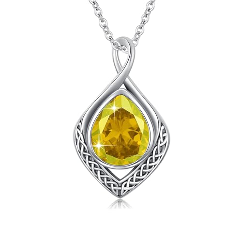 enjoylifecreative Keltischer Knoten Halskette für Damen 925 Sterling Silber Unendlichkeitszeichen November Geburtsstein Anhänger Kette Keltischer Schmuck Geschenk für Frauen Mädchen von enjoylifecreative