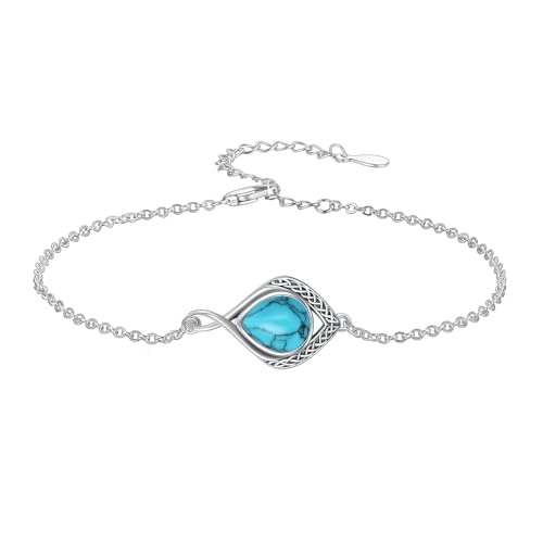 enjoylifecreative Keltisches Armband Damen 925er Sterling Silber Unendlichkeitszeichen Türkis Armband keltischer Knoten Schmuck Geschenke für Frauen und Mädchen von enjoylifecreative