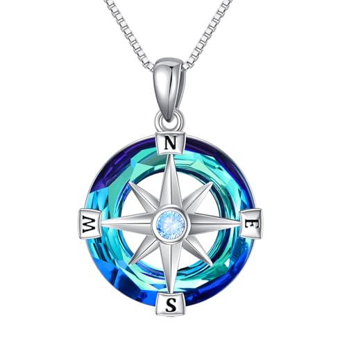 enjoylifecreative Kompass Halskette mit Kristall 925er Sterlingsilber Kompass Anhänger Reise Halskette inspirierender Schmuck Geschenke für Frauen enjoylifecreative Kompass Halskette mit Kristall 925er Sterlingsilber Kompass Anhänger Reise Halskette inspirierender Schmuck Geschenke für Frauen von enjoylifecreative