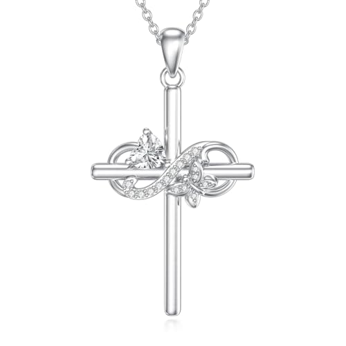 enjoylifecreative Kreuz Unendlichkeitszeichen Halskette 925 Sterling Silber schmetterling Kreuz Anhänger Kette Geburtstag Weihnachten Schmuck Geschenke für Frauen Mädchen von enjoylifecreative