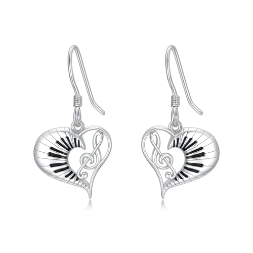 enjoylifecreative Musik Ohrringe für Damen 925er Sterling Silber Klavier Musiknote Ohrringe Musikschmuck Geburtstag Abschluss Geschenke für Musikliebhaber Musikstudenten von enjoylifecreative