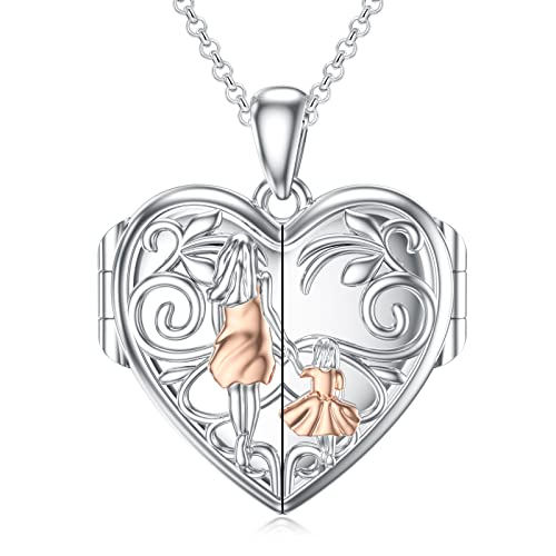 enjoylifecreative Mutter Tochter Medaillon Halskette S925 Sterling Silber Tochter Geschenke von Papa Mama Ich liebe dich für immer Tochter Medaillon Schmuck Geschenk von enjoylifecreative