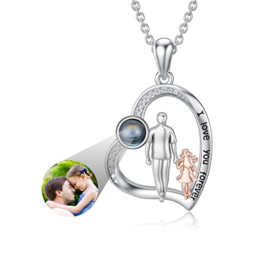 enjoylifecreative Personalisierte Tochter Kette aus Sterlingsilber von Dad Mom I Love You Halskette 100 Sprachen Vater Tochter Geschenke von enjoylifecreative