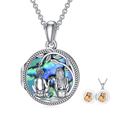 enjoylifecreative Schwester Medaillon Halskette 925 Sterling Silber Always My Sister Forever My Friend Freundschaft Anhänger Halskette für Damen Schwester Geburtstag Schmuck Geschenke für Schwester von enjoylifecreative