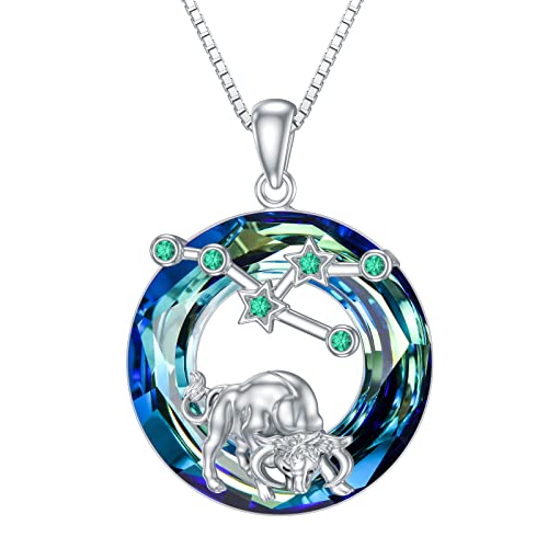 enjoylifecreative Damen Stier Sternzeichen Kristall Halskette 925er Sterling Silber Taurus Geburtsstein Horoskop Anhänger Kette Sternbild Astrologie Schmuck Geschenke für Frauen Mädchen von enjoylifecreative