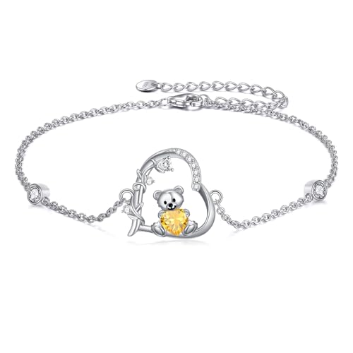 enjoylifecreative Teddybär Armband für Damen 925er Sterling Silber Bär Armkette mit November Geburtsstein Teddybären Schmuck Valentinstag Geburtstag Geschenk für Frauen und Mädchen enjoylifecreative Teddybär Armband für Damen 925er Sterling Silber Bär Armkette mit November Geburtsstein Teddybären Schmuck Valentinstag Geburtstag Geschenk für Frauen und Mädchen von enjoylifecreative