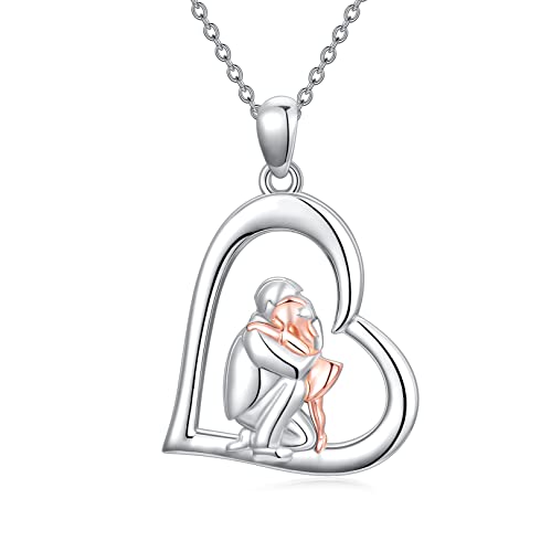 enjoylifecreative Tochter Kette von Papa Mama Sterling Silber Vater Tochter Geschenke, Herz Liebe Anhänger Schmuck für Tochter von enjoylifecreative
