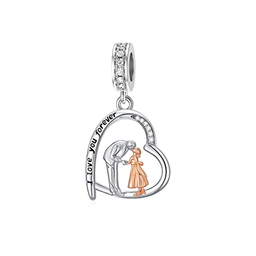 enjoylifecreative Vater Tochter Charm fit Pandora Charms Armband 925 Sterling Silber Papa Tochter Charms für Armbänder Geburtstag Valentinstag Geschenke für Tochter von enjoylifecreative