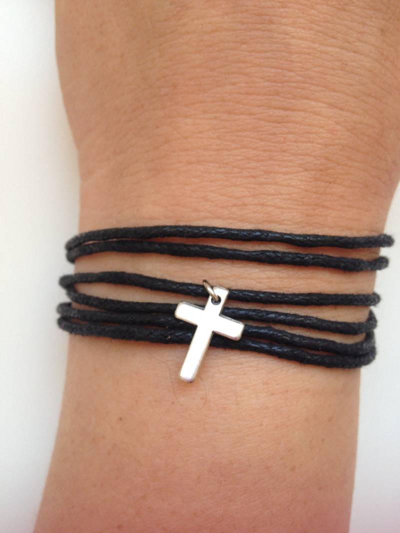 Kreuz Gewachstes Baumwoll Armband 17-Glauben Freundschaft Rock'n'roll Gewachste Baumwolle Armreif Geschenk Einstellbare Aktuelle Damenmode von enjoywelrydesign