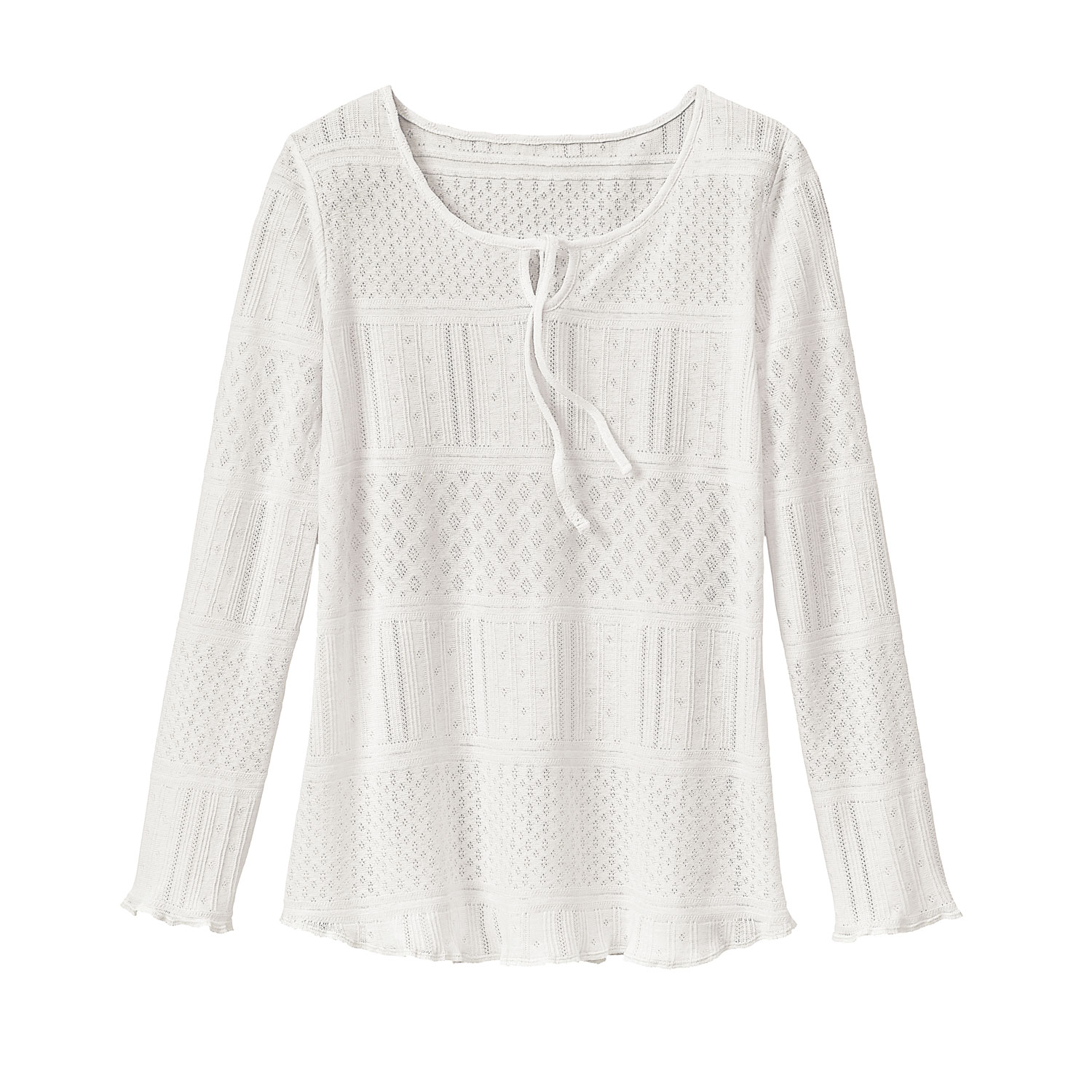 Feminines Ajour-Shirt mit Tropfenausschnitt, kokos 44/46 Feminines Ajour-Shirt mit Tropfenausschnitt, kokos 44/46 von Waschbär