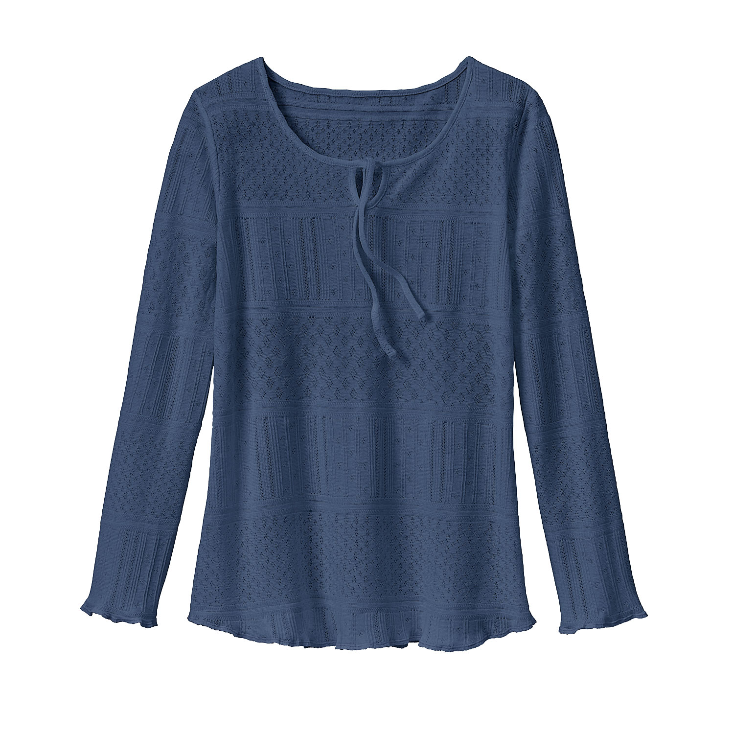 Feminines Ajour-Shirt mit Tropfenausschnitt, blaubeere 44/46 Feminines Ajour-Shirt mit Tropfenausschnitt, blaubeere 44/46 von Waschbär