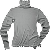 Langarmshirt mit Stehkragen aus reiner Bio-Seide, platin von Waschbär