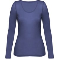 Langarmshirt aus reiner Bio-Seide, taubenblau von Waschbär