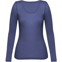 Langarmshirt aus reiner Bio-Seide, taubenblau von Waschbär