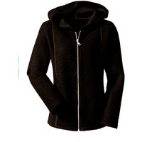 Walkjacke mit Kapuze aus Bio-Schurwolle mit Bio-Baumwolle, schwarz von Waschbär