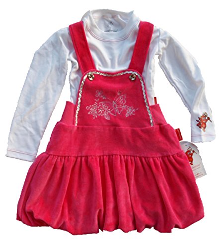 Kinder-Mädchen-Baby 2er Set- Langarmshirt-Bluse-Ballonrock-Kleid-Rock-Stickerei-Plüsch-Satin warmes Winterkleid in Premiumqualität .Gr.98-3 Jahre Neu – Pink! (98, Pink/weiß) von ennellemoo Made in EU