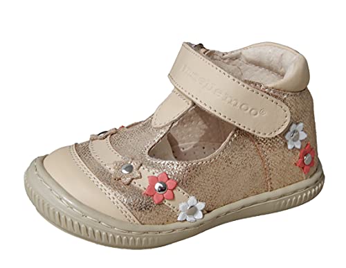 ennellemoo® - Baby-Mädchen-Kinder-echt Leder-Schuhe- Halbsandalen -Lauflernschuhe-Knöchelhoch-Klettverschluss-Sandalen-Vollleder (Gold/Beige, Numeric_20) von ennellemoo Made in EU