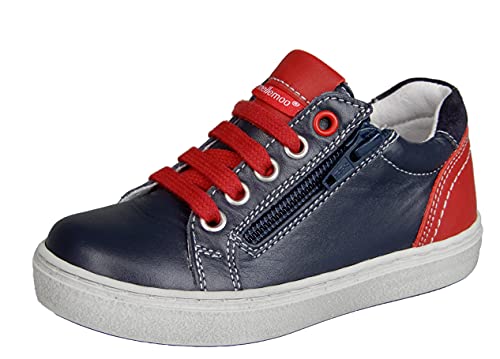 ennellemoo® Jungen-Kinder-Sneaker-Halbschuhe. Echt Leder-Schuhe-Reißverschluss-Schnürer. Premiumschuhe - Vollleder. (31 EU, Marineblau/Rot) von ennellemoo Made in EU