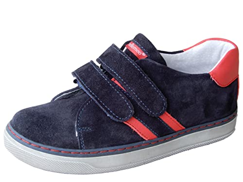 ennellemoo® Jungen-Kinder-echt Leder-Schuhe-Sneaker-Halbschuhe-Klettverschluss-Premiumschuhe. (Oxfordblau, Numeric_26) von ennellemoo Made in EU