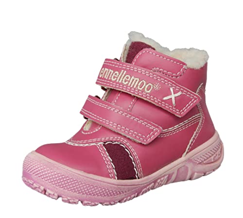 ennellemoo®-Mädchen-Baby-Kinder-Stiefeletten-Boots-Schuhe aus echt Leder-Vollleder mit warmen Kunstfell-Klettverschluss-Light and Soft Leather Premium Shoes! (25, Pink) von ennellemoo Made in EU