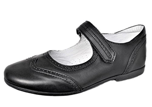 ennellemoo® - Mädchen-Kinder-Ballerinas-echt Leder-Schuhe-Halbschuhe-Pumps-Slipper-Klettverschluss-Premiumschuhe für Schule-Kommunion-Konfirmation-Fest-Hochzeit. (33, Schwarz) von ennellemoo Made in EU