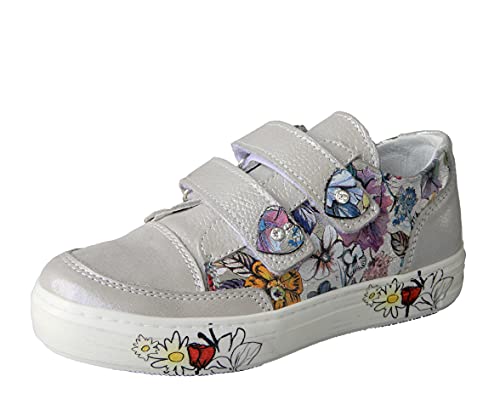 ennellemoo® Mädchen-Kinder-Halbschuhe-Sneaker- echt Leder-Glitzer-Schuhe-Klettverschluss.Premiumschuhe. (Silber, Numeric_32) von ennellemoo Made in EU