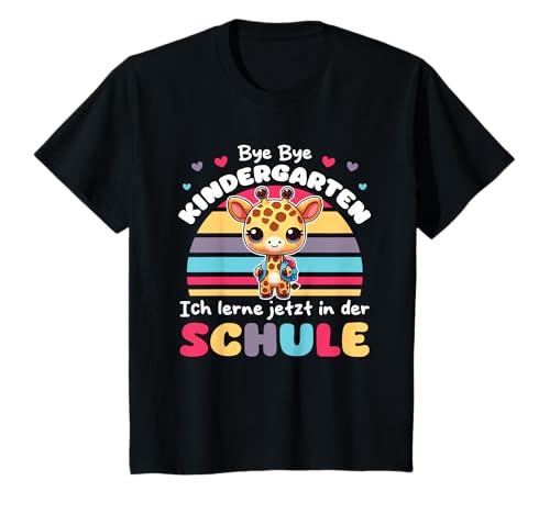 Kinder Bye Bye Kindergarten ich lerne jetzt in der Schule Giraffe T-Shirt Kinder Bye Bye Kindergarten ich lerne jetzt in der Schule Giraffe T-Shirt von entdecke Grundschule 1. Klasse Einschulungs Tiere