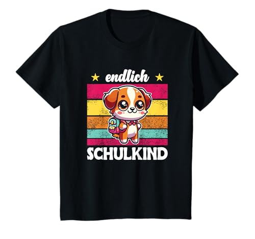 Kinder Endlich Schulkind süßer Hund zur Einschulung Einschulungs T-Shirt Kinder Endlich Schulkind süßer Hund zur Einschulung Einschulungs T-Shirt von entdecke Grundschule 1. Klasse Einschulungs Tiere
