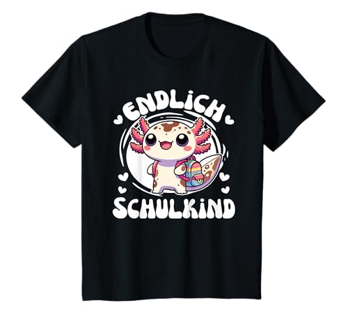 Kinder Endlich Schulkind süßes Axolotl zur Einschulung Einschulungs T-Shirt Kinder Endlich Schulkind süßes Axolotl zur Einschulung Einschulungs T-Shirt von entdecke Grundschule 1. Klasse Einschulungs Tiere