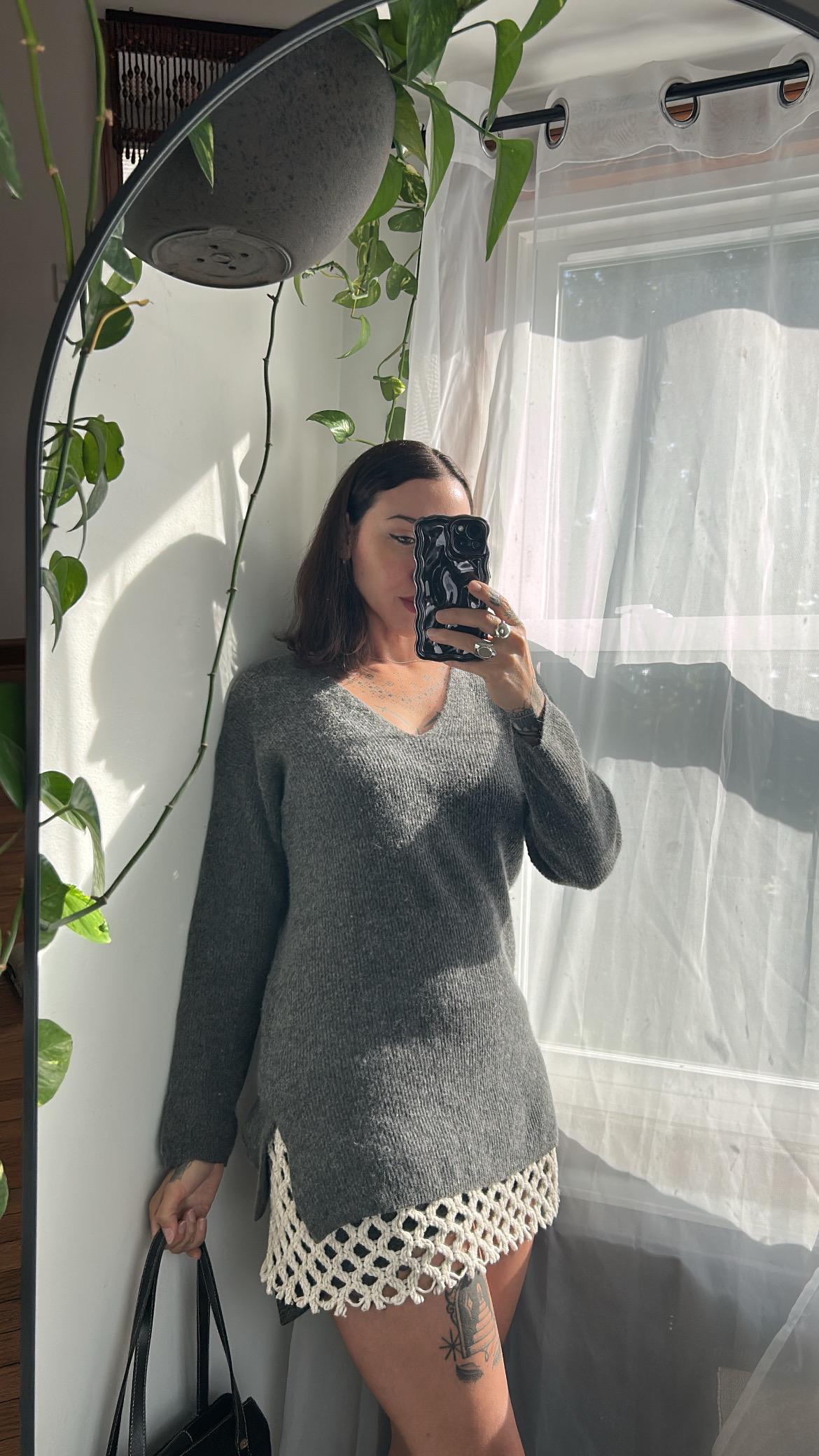 Vintage 90Er Jahre Grauer Woll Mohair Pullover | Fuzzy Knit Oversized Grunge Minimalist Größe M von enterportale