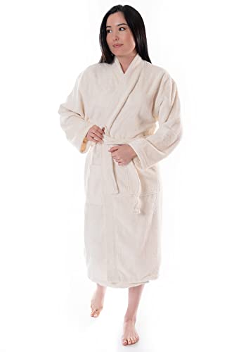 Ege Organics Bio-Bademantel, Weich & Saugstark – GOTS zertifizierte türkische Bio-Baumwolle – Unisex, Naturweiß, Large-X-Large von eo ege organics