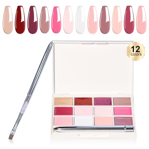 EODCI Solid Gel für Nägel, 12 Farben Cream Nail Polish, Solid UV LED Soak Off Gel Nagellack Nägel Farben Set mit Nagelbürsten für Nagellack Salon von eodci
