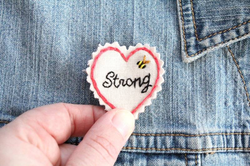 Hand Genäht Patch. Jacke Patches. Zurück Nähen Auf Gestickte Stark. Sei Stark von ephemeraneedlework