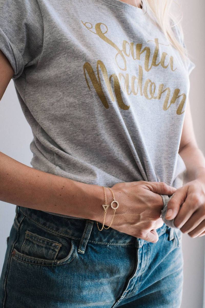 Mini-Dreieck-Armband Aus Kristallen, in Gold Von 24Kt Getaucht Steine Minimal Zarte Trend Mini Necklace Elegante von ephemereshop