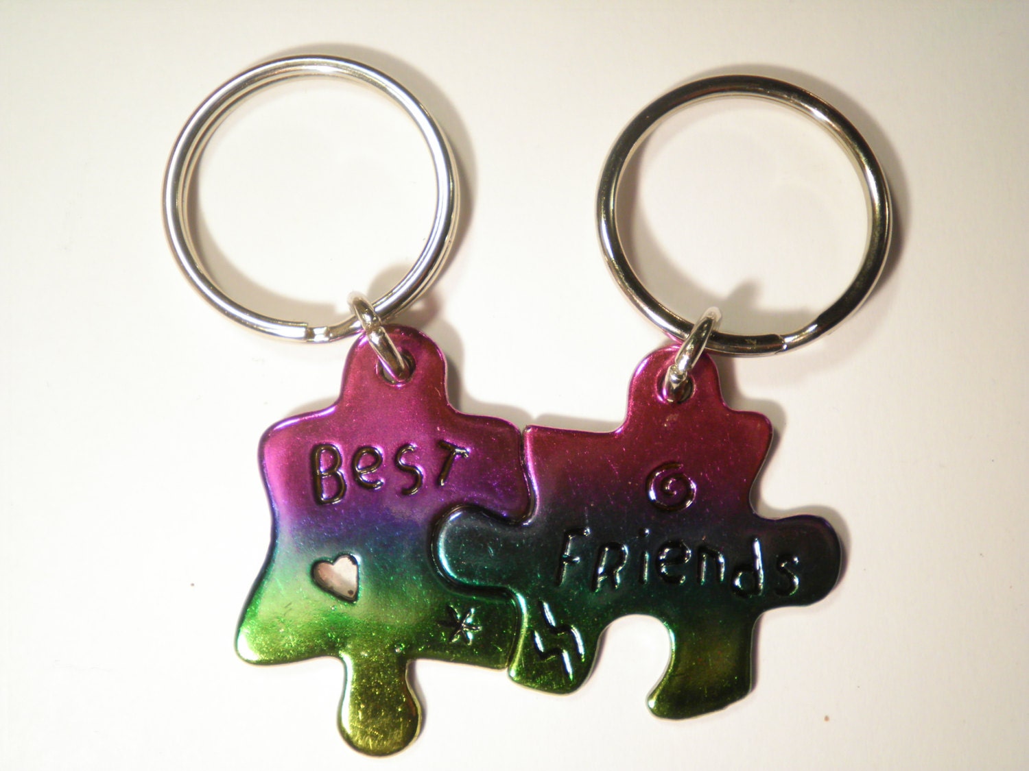 1 Set Beste Freunde Regenbogen Schlüsselanhänger von epicvintagejewelry