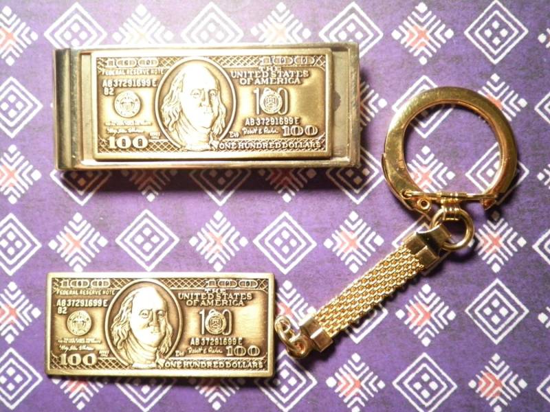 1 Vergoldet 100 Dollar Geld Clip Und Schlüsselanhänger Set von epicvintagejewelry