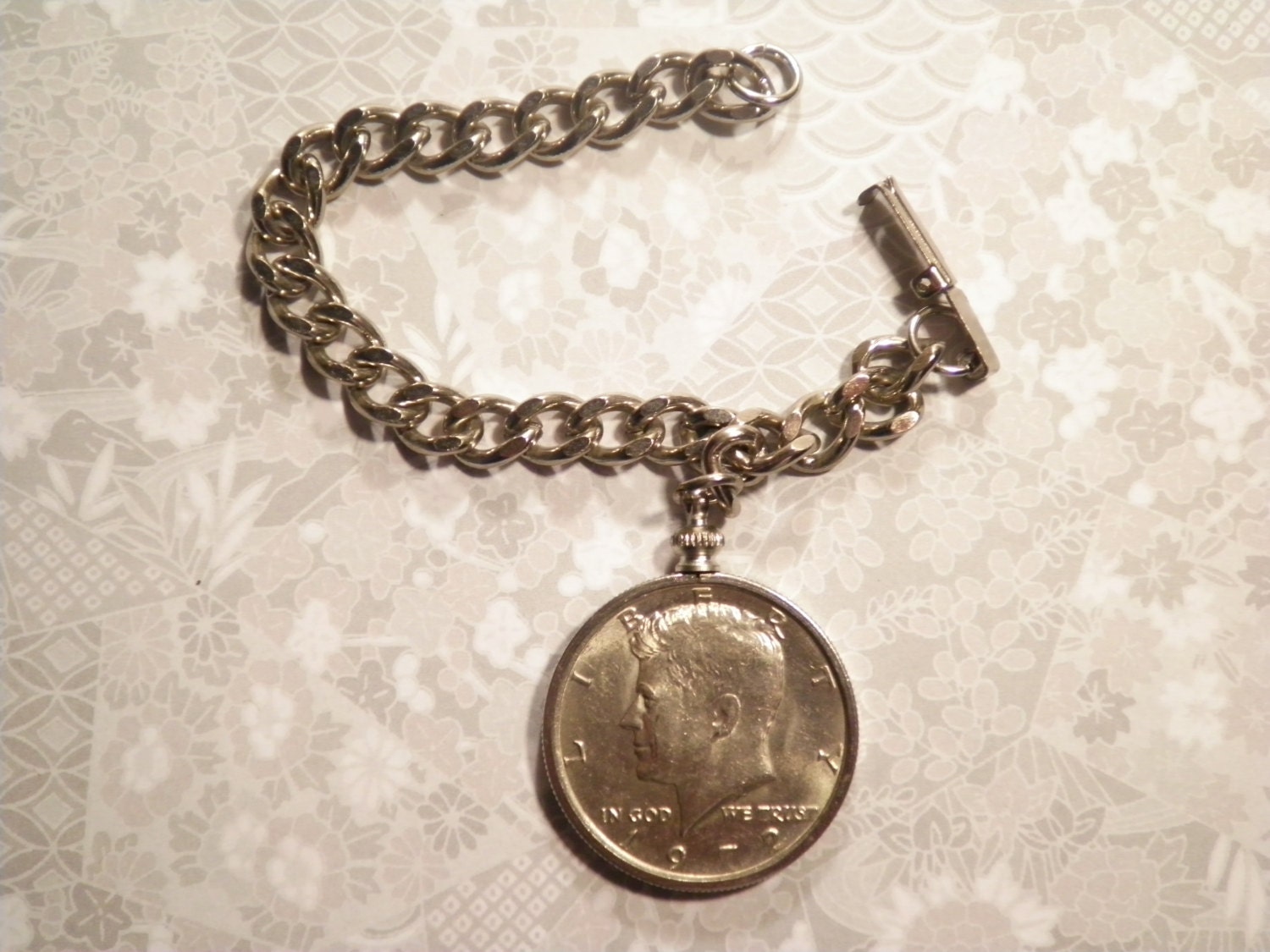 1 Versilberte 6-1/2" Us Kennedy Half Dollar Münze Halter Armband von epicvintagejewelry