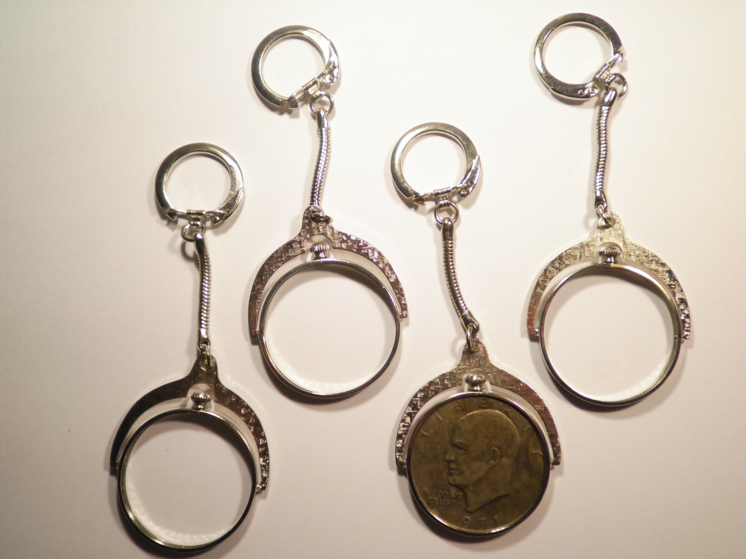 1 Versilberte U.s. Eisenhower Morgan Und Freiheit Frieden Dollar Spinnen Münzhalter Schlüsselanhänger 1 Versilberte U.s. Eisenhower Morgan Und Freiheit Frieden Dollar Spinnen Münzhalter Schlüsselanhänger von epicvintagejewelry