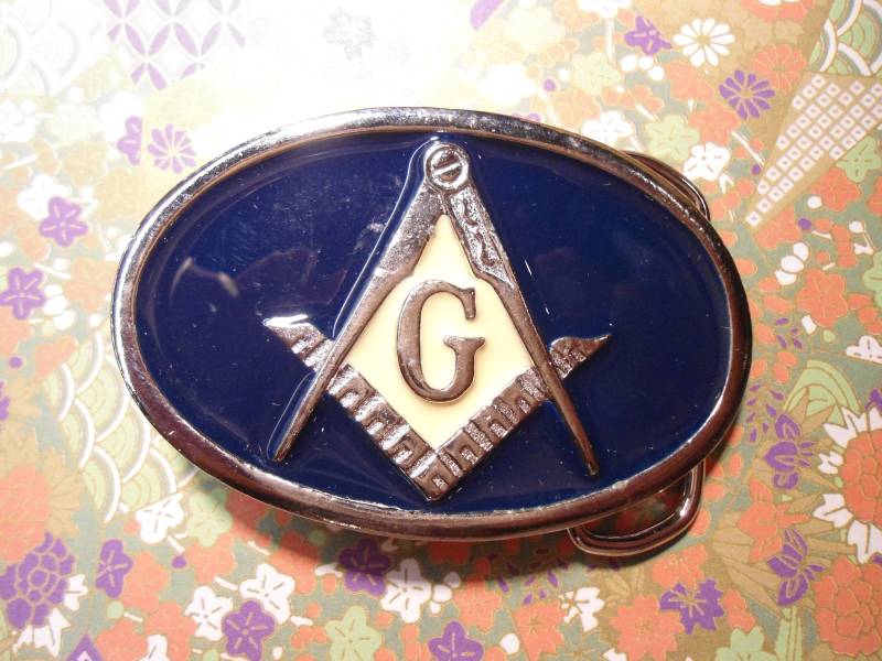1 Vintage Blaue Masonic Slverplated Gürtelschnalle von epicvintagejewelry