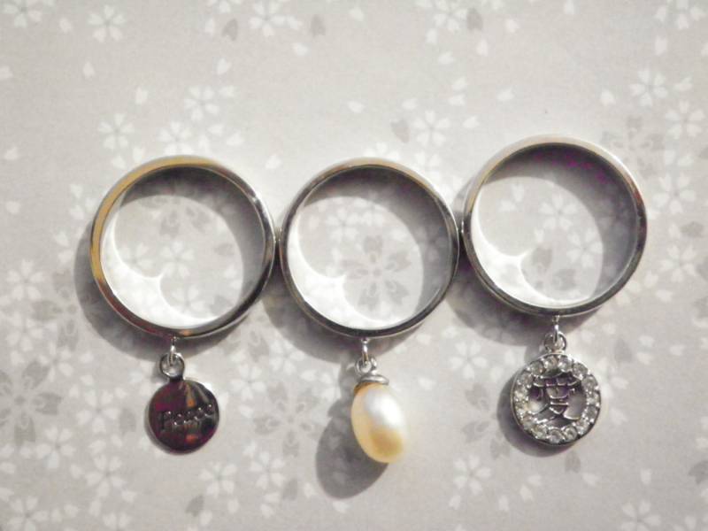 1Set Gigi Versilbert Stapelbar Peace Charm Ringe von epicvintagejewelry