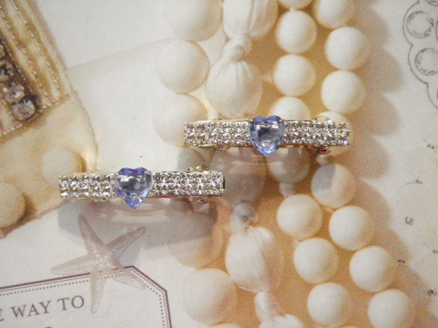 2 Versilbert 38mm Barrettes Aqua Herz Mit Strass 2 Versilbert 38mm Barrettes Aqua Herz Mit Strass von epicvintagejewelry