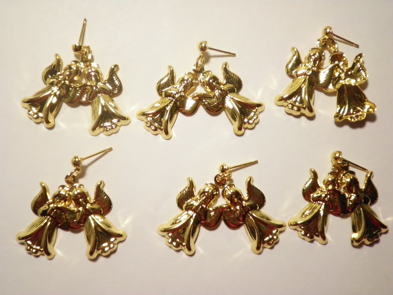 3 Pr. Von Vergoldeten Engel Mit Halo Ohrringe von epicvintagejewelry