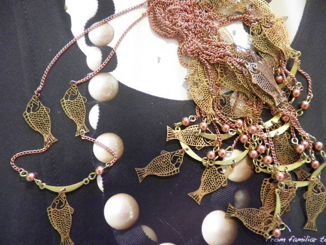 6 Coppercoated 16 "Fisch Halsketten 6 Coppercoated 16 "Fisch Halsketten von epicvintagejewelry