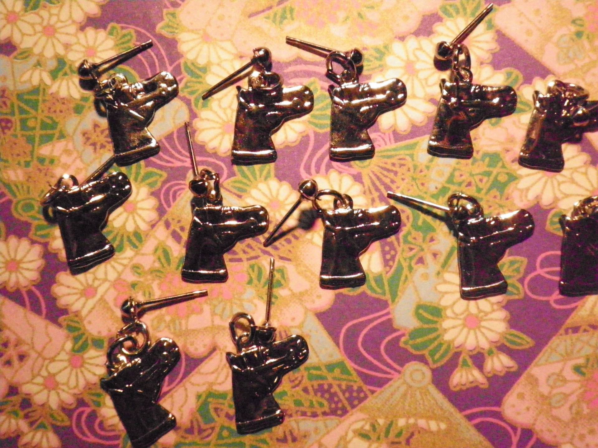 6 Paar Versilberte Pferdekopf Ohrstecker 6 Paar Versilberte Pferdekopf Ohrstecker von epicvintagejewelry