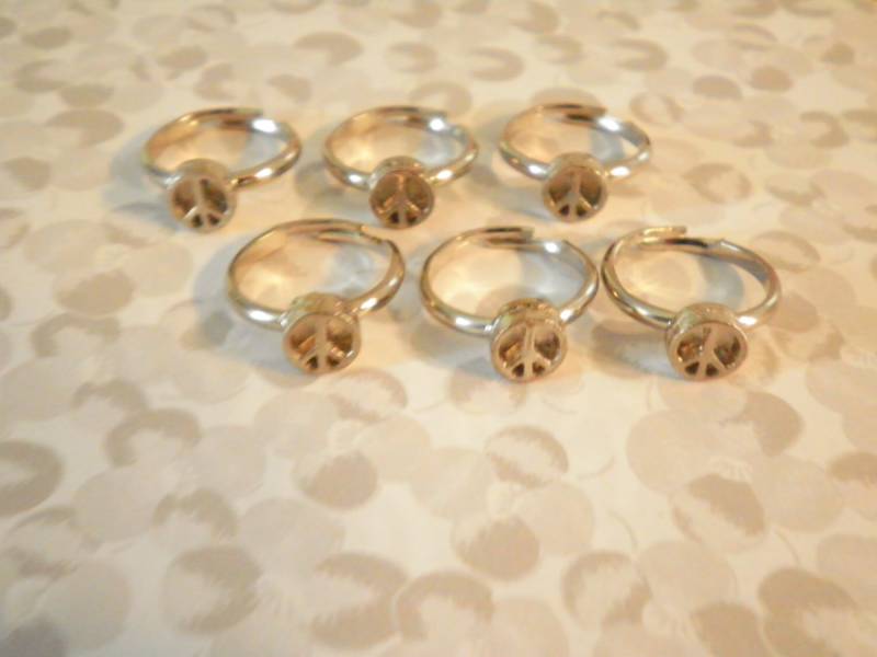 6 Versilberte Verstellbare Peace Sign Ringe von epicvintagejewelry